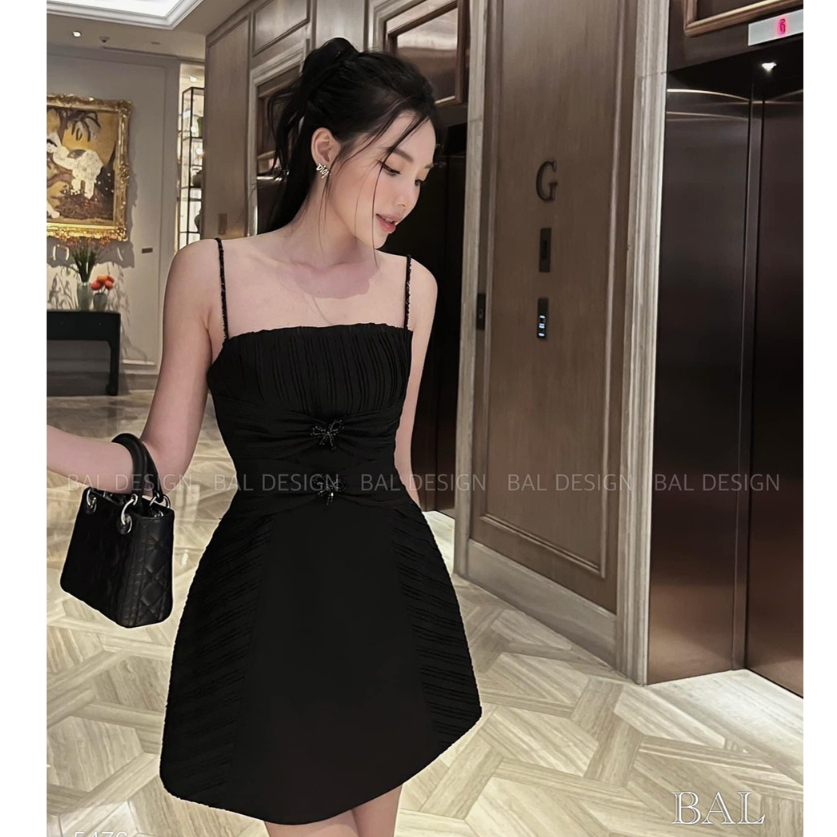 Đầm váy nữ 2 dây thiết kế đi dự tiệc cưới sự kiện dạ hội dáng ngắn tiểu thư sang chảnh nữ tính gợi cảm sang trọng LEVAN