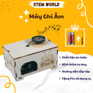 Đồ chơi STEM gỗ bộ đồ chơi lắp ráp Máy Ghi Âm đồ chơi thông minh thí nghiệm khoa học
