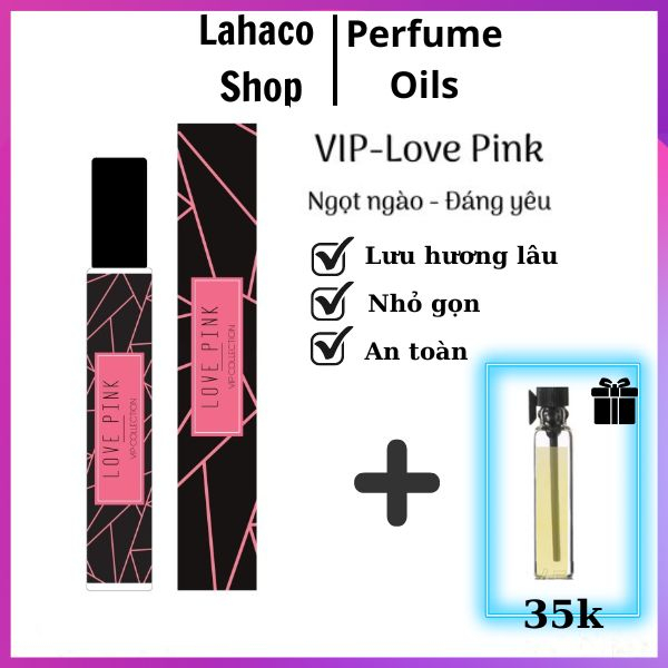 Love pink- tinh dầu nước hoa nữ dạng lăn thơm lâu, nước hoa nữ chính hãng mini 12ml Lahaco Shop