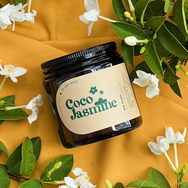 Nến Thơm Noé Studio Coco Jasmine Cao Cấp Có Nắp Đậy Sáp Đậu Nành Tinh Dầu Thiên Nhiên An Toàn