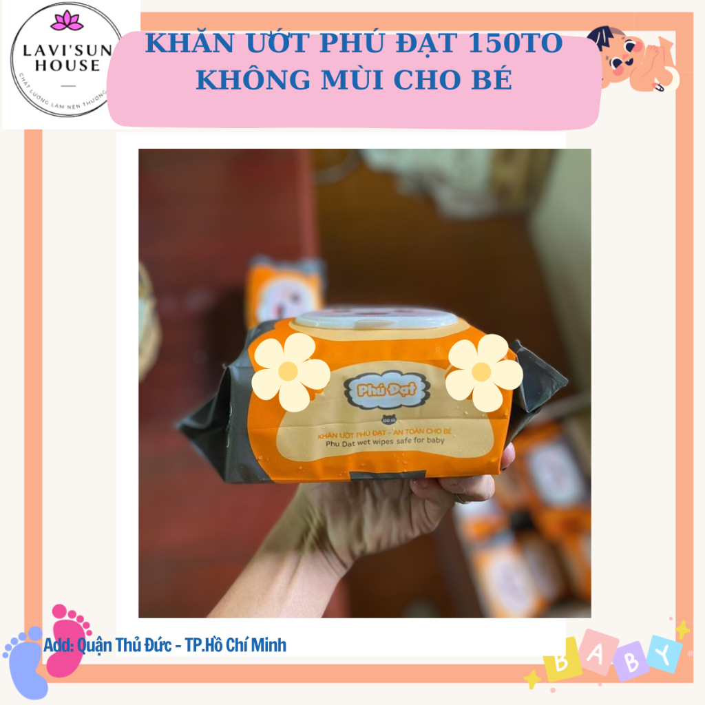 KHĂN ƯỚT 150TỜ PHÚ ĐẠT KHÔNG MÙI CHO BÉ
