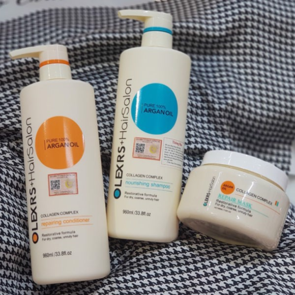 Cặp Dầu Gội Xả Olexrs Hair Salon  Pure 100% Argan Oil Collagen 500ml Cho Tóc Khô Hư Tổn shop Hong1008