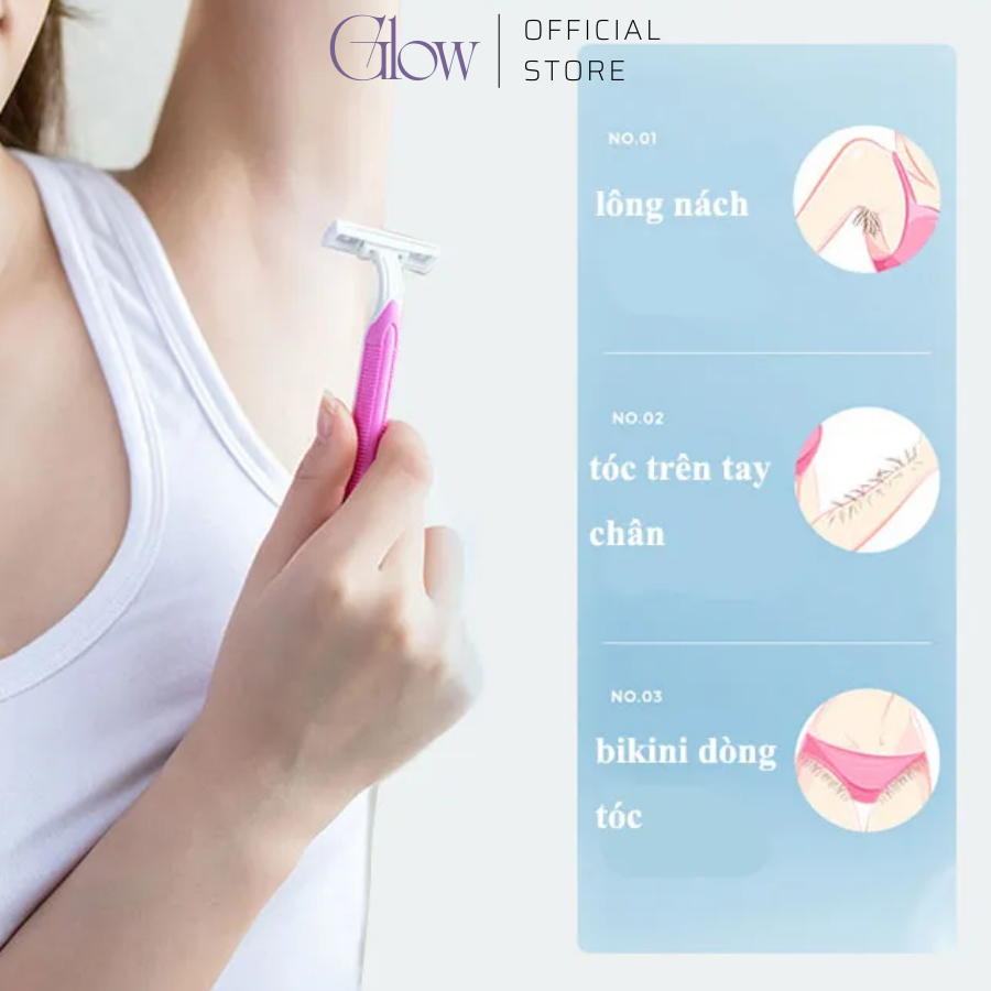 Hộp 4 Dao Cạo Râu, Cạo Lông Toàn Thân Cho Nam Nữ GLOWWAXING Thép Không Gỉ- 5374