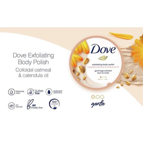 Tẩy da chết Dove giúp cân bằng độ ẩm và làm săn chắc da hằng ngày 225ml/298g - BonnieCosmetics