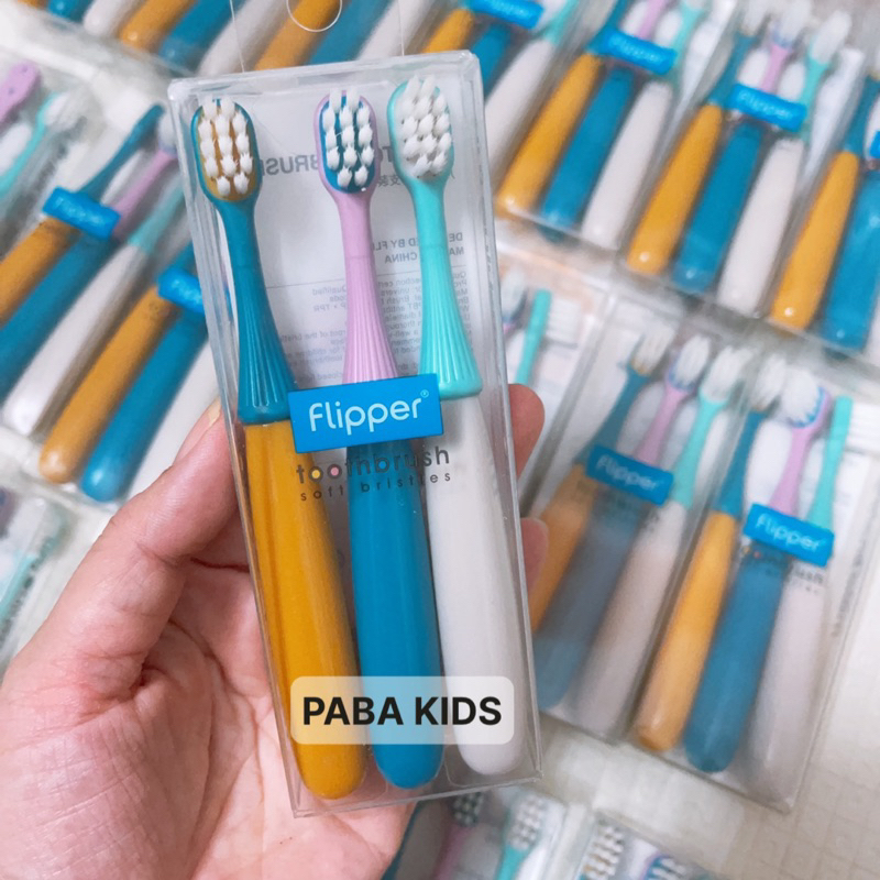 SET 3 bàn chải FLIPPER Kháng khuẩn cho bé 2-5 tuổi xuất chuẩn