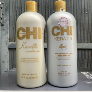 Dầu gội xả phục hồi CHI Keratin Shampoo & Conditioner 946mlx2 *NEW*