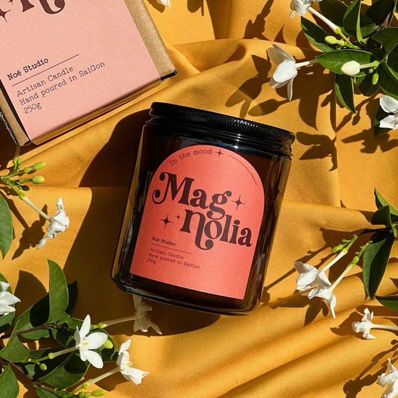 Nến thơm Noé Studio Mùi Magnolia Sáp Đậu Nành Hũ Thuỷ Tinh Có Nắp Đậy Tinh Dầu Thiên Nhiên An Toàn
