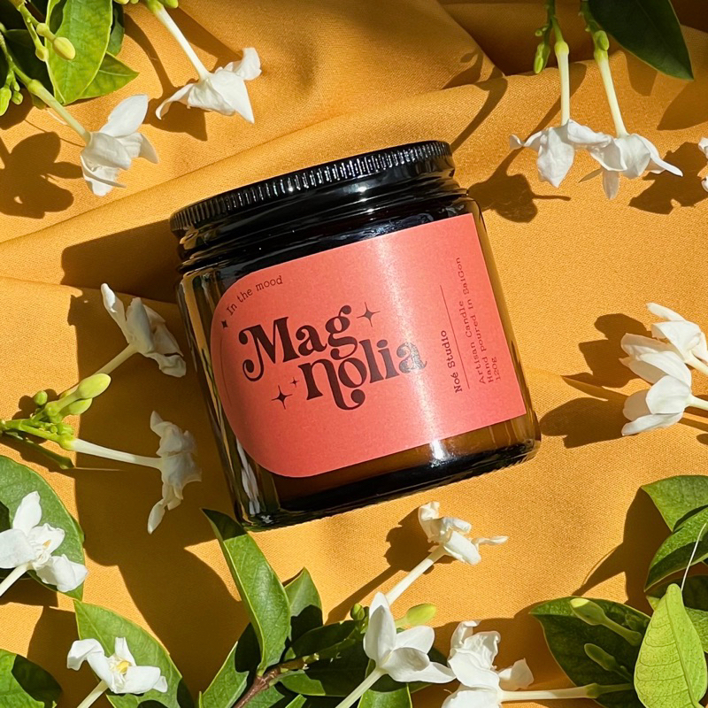 Nến thơm Noé Studio Mùi Magnolia Sáp Đậu Nành Hũ Thuỷ Tinh Có Nắp Đậy Tinh Dầu Thiên Nhiên An Toàn