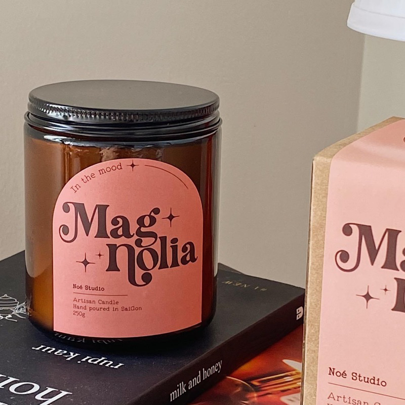 Nến thơm Noé Studio Mùi Magnolia Sáp Đậu Nành Hũ Thuỷ Tinh Có Nắp Đậy Tinh Dầu Thiên Nhiên An Toàn