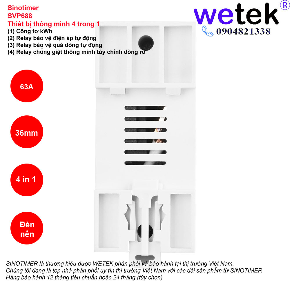SVP688 Sinotimer Công tơ chống giật thông minh 4 TRONG 1 , BH12T, 220V 63A
