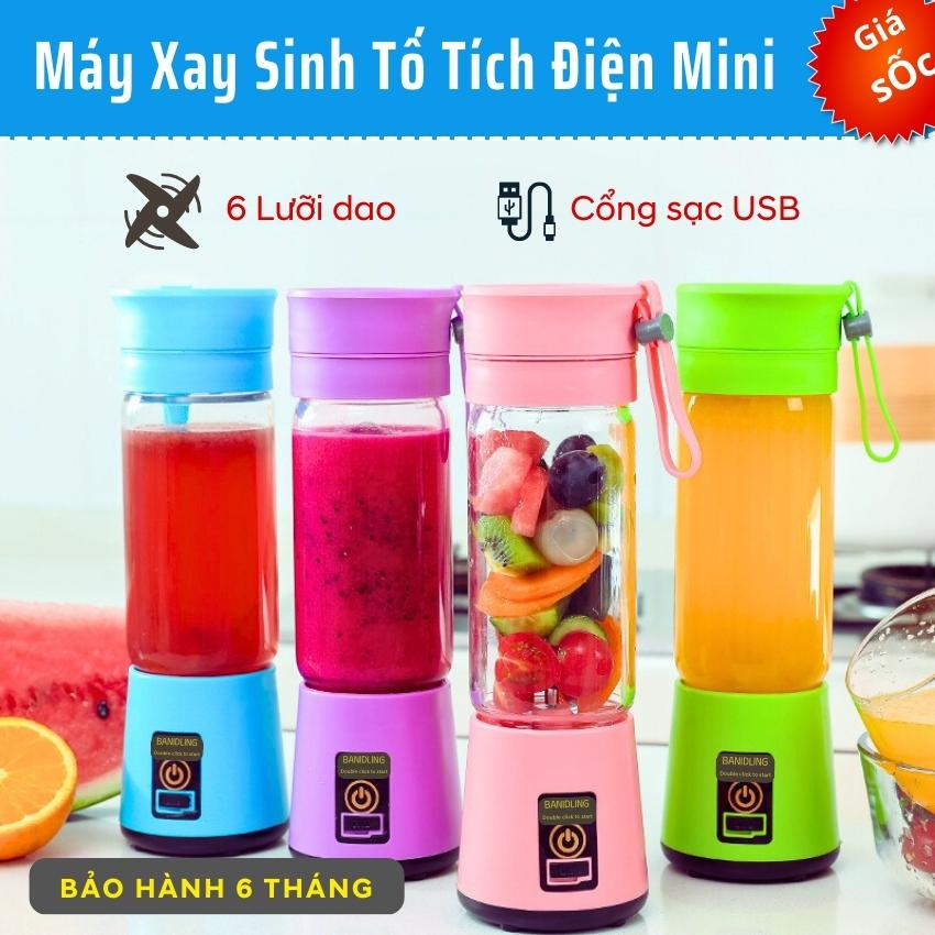Máy Xay Sinh Tố Tích Điện Mini - Sạc Cổng Usb - 6 Lưỡi dao siêu bén
