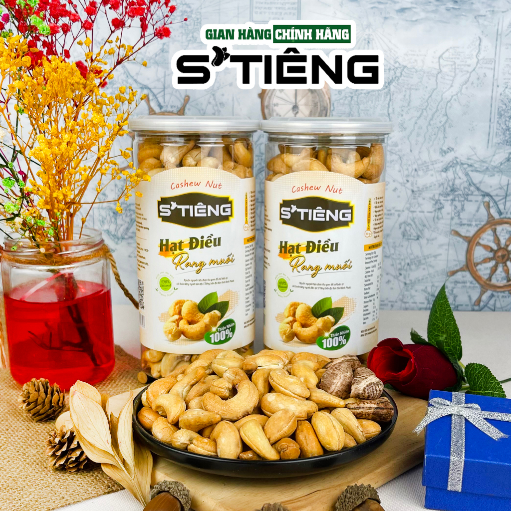 500Gr Hạt Điều Rang Muối S'TIÊNG Sạch Vỏ NGUYÊN HẠT Loại A Hộp
