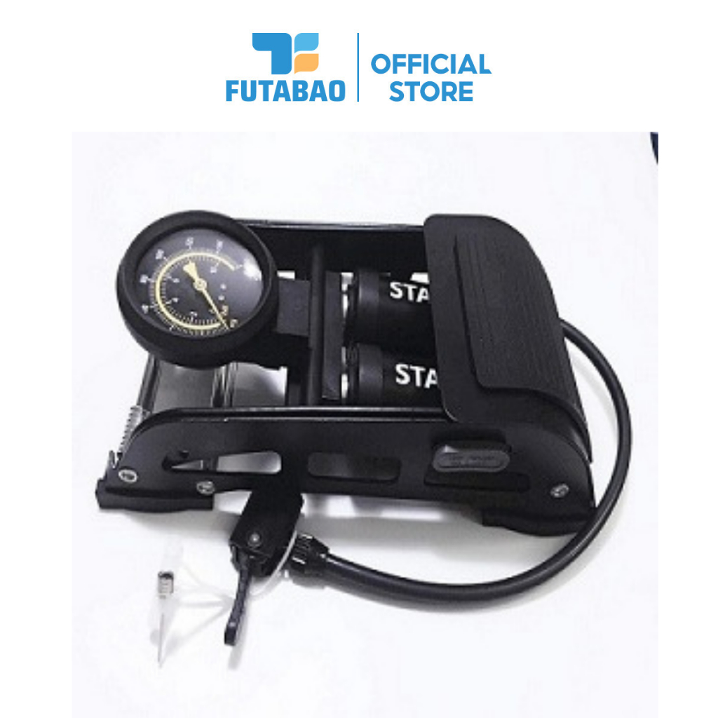 Bơm Đạp Chân Xe Đạp Xe Máy 2 Ống Xilanh Bền Đẹp Futabao