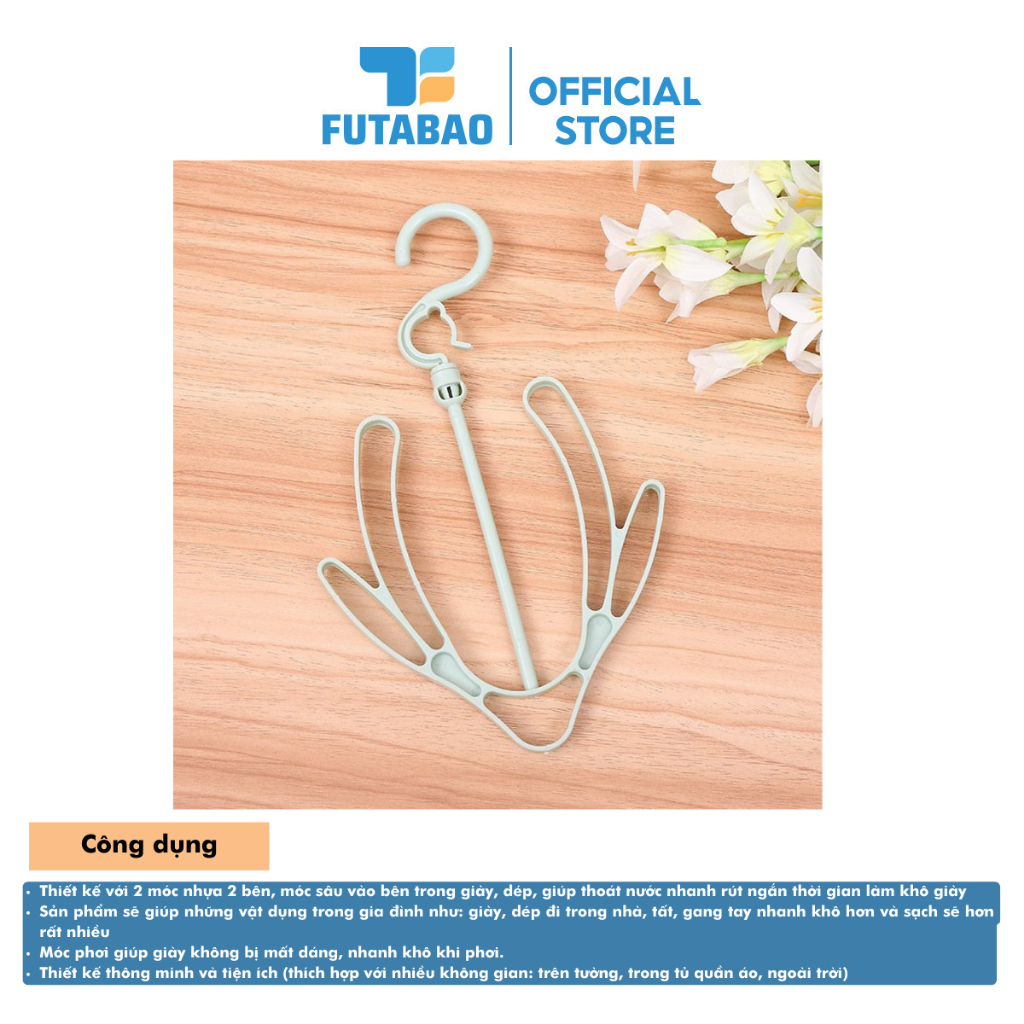 Móc Phơi Giày Dép Thông Minh Xoay 360 Độ Bằng Nhựa Cao Cấp, Móc Phơi Giày Đa Năng Futabao