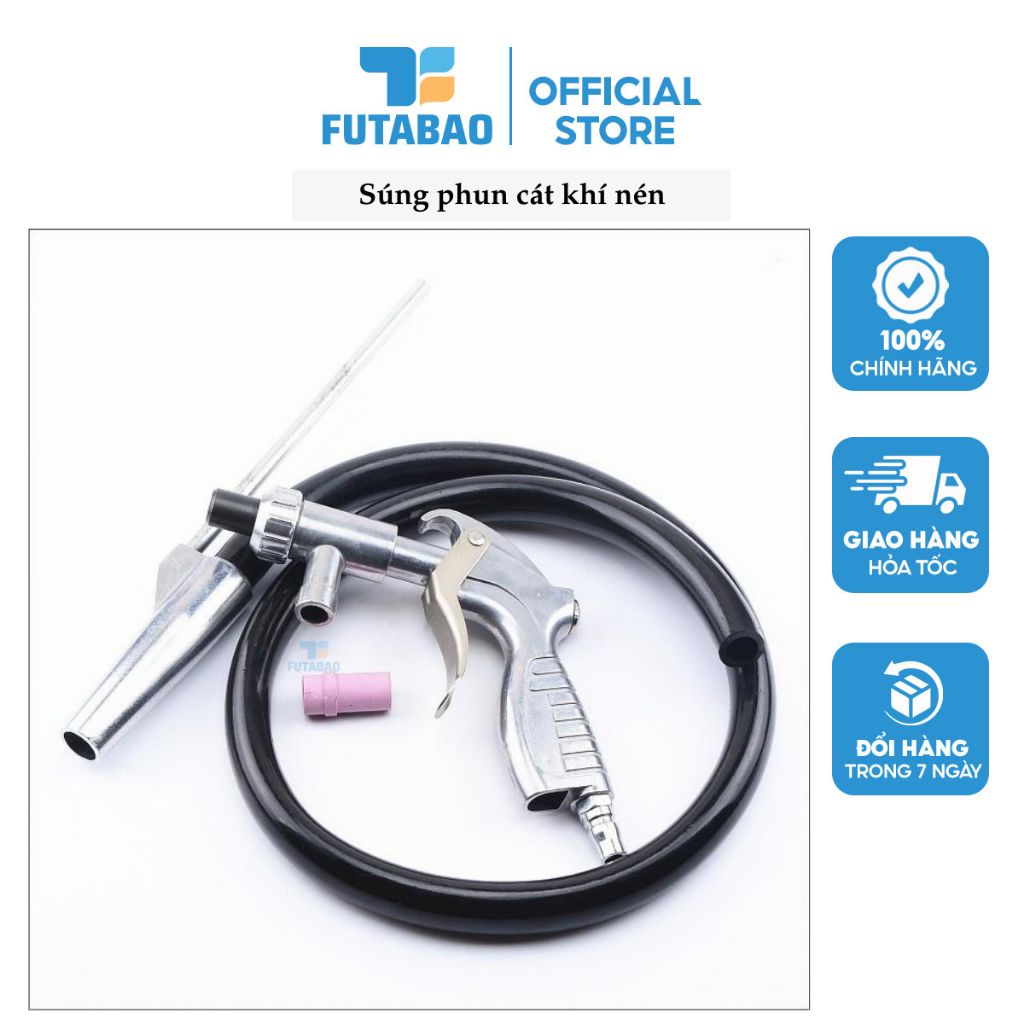 Súng Phun Cát Cao Cấp, Bắn Cát Cầm Tay Loại Bỏ Rỉ Sét , Tạo Nhám Bề Mặt Gỗ , Gốm Sứ - Dùng Hơi Khí Nén Futabao
