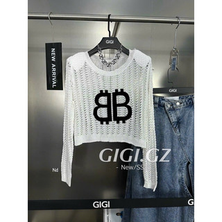 Áo len lưới lỗ chữ b b croptop nd