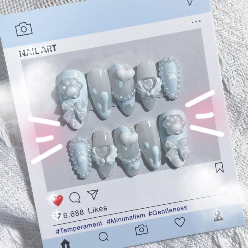 Các mẫu móng tay giả nail box tiểu thư, dễ thương, nữ tính