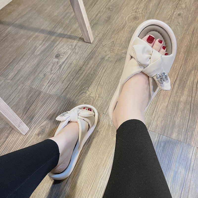 Dép Lê Mềm Quai Nơ Thỏ