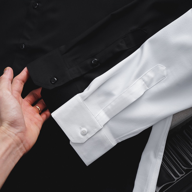 Áo sơ mi nam co giãn màu trắng tay dài Bigsize <