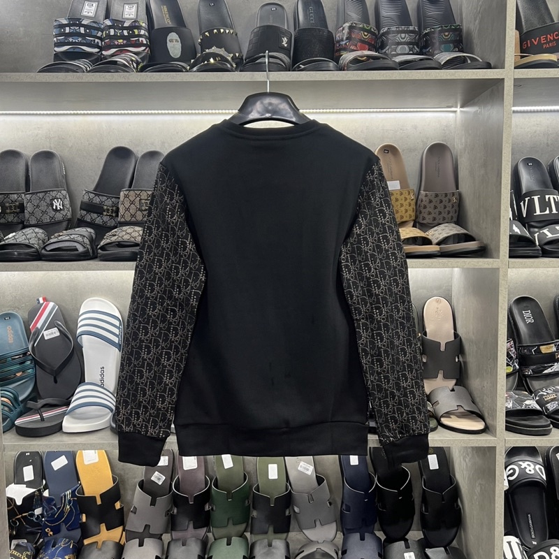 Áo nỉ dior vân chìm viền ngực sc 3477, áo thun dài tay nam hot 2023