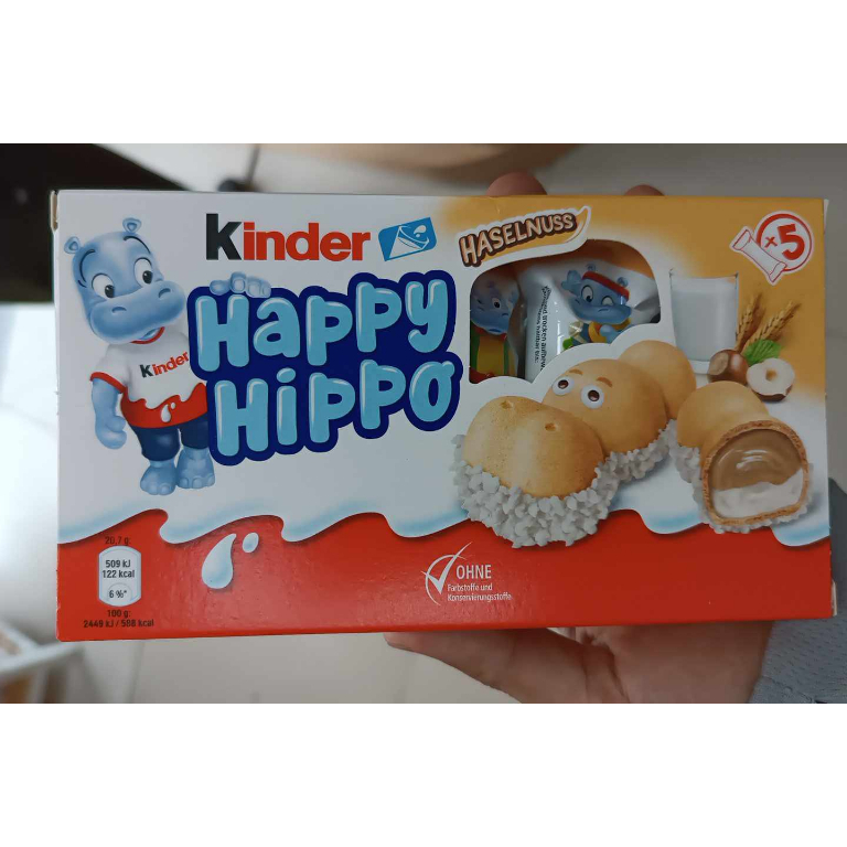 Bánh Socola quế với kem hạt dẻ Kinder happy hippo TRẮNG hộp 100g 5 thanh