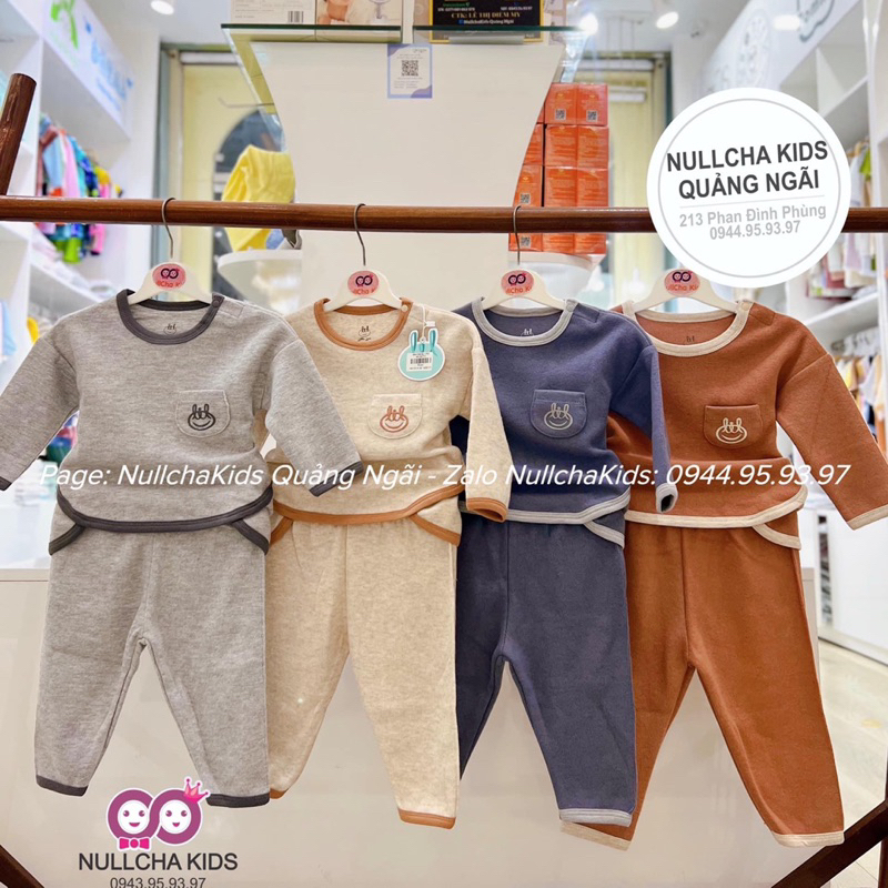 Bộ dài nỉ Little Love LIL viền gấu túi ngực (6-9M đến 4Y)