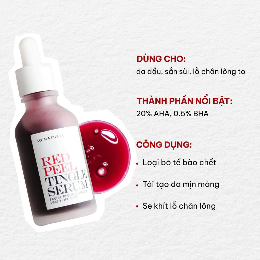 Red Peel Tingle Serum tinh chất tái tạo da sinh học mờ thâm trắng da So Natural 35ml