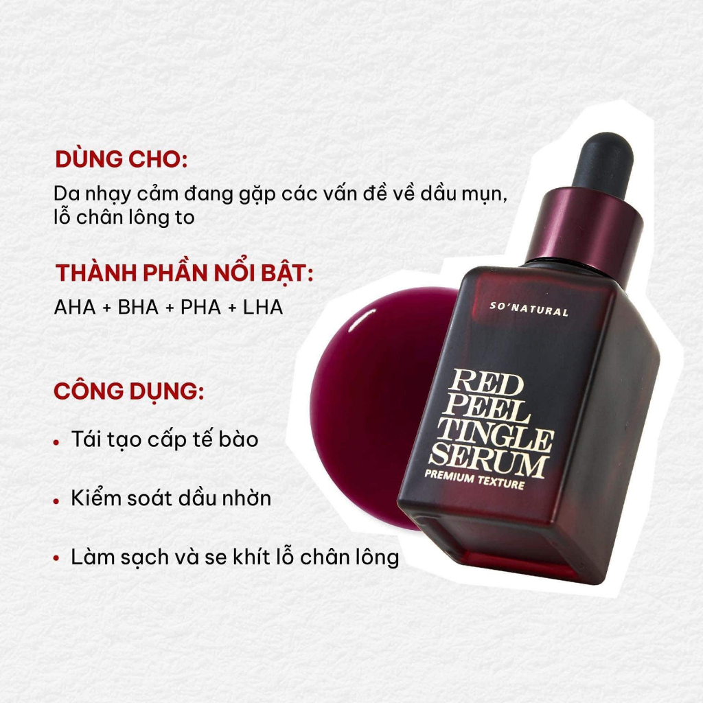 Red Peel Tingle Serum tinh chất tái tạo da sinh học mờ thâm trắng da So Natural 35ml