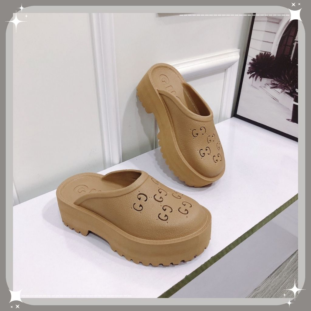 Dép Sục Gucci Nữ, Dép GC Nữ Độn Đế Cao Su Đúc Cao Cấp Đế Cao 5cm Hot Trend 2023 - SNEAKER20