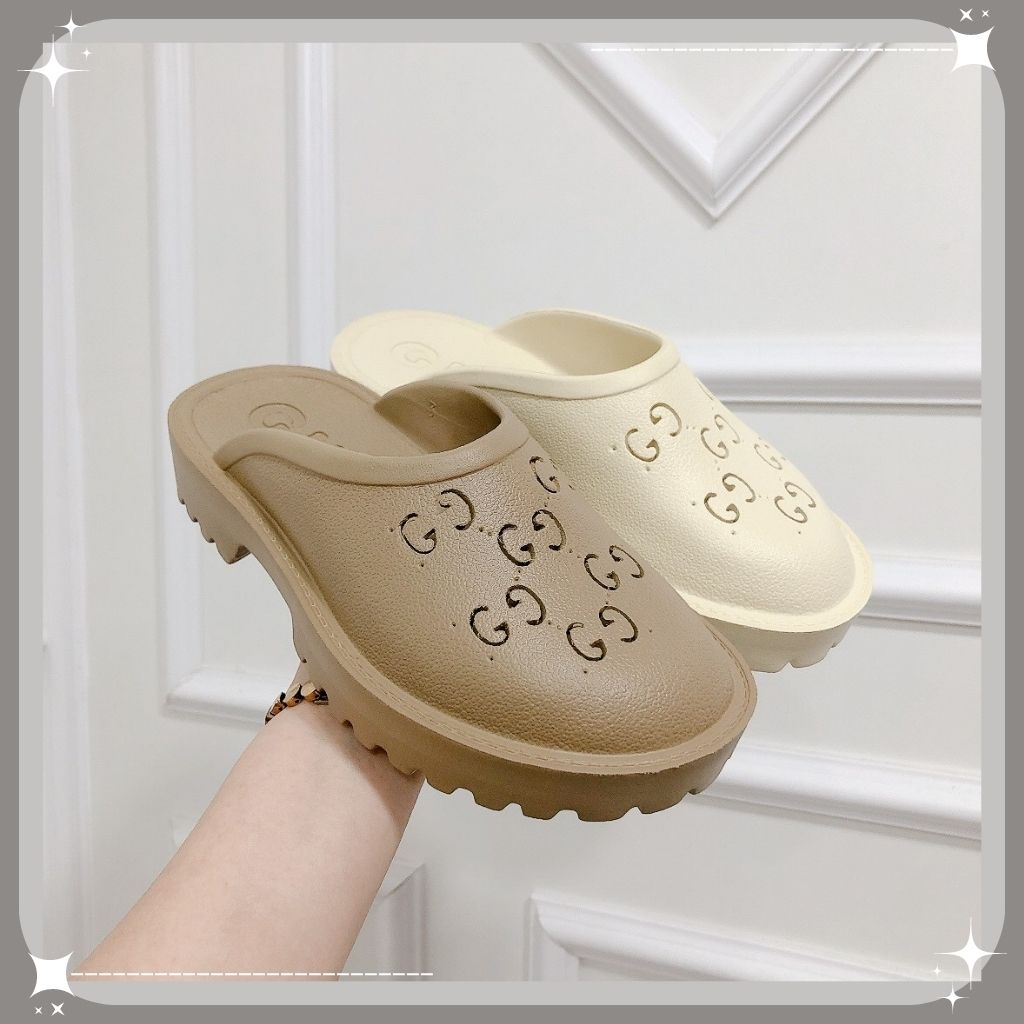 Dép Sục Gucci Nữ, Dép GC Nữ Độn Đế Cao Su Đúc Cao Cấp Đế Cao 5cm Hot Trend 2023 - SNEAKER20