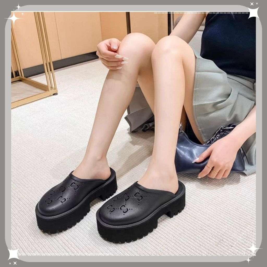 Dép Sục Gucci Nữ, Dép GC Nữ Độn Đế Cao Su Đúc Cao Cấp Đế Cao 5cm Hot Trend 2023 - SNEAKER20