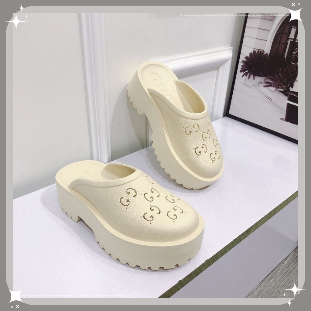 Dép Sục Gucci Nữ, Dép GC Nữ Độn Đế Cao Su Đúc Cao Cấp Đế Cao 5cm Hot Trend 2023 - SNEAKER20