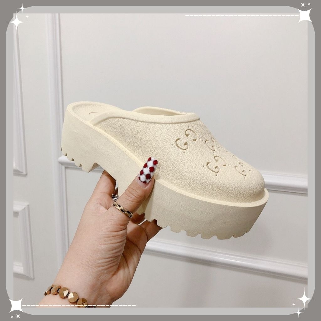 Dép Sục Gucci Nữ, Dép GC Nữ Độn Đế Cao Su Đúc Cao Cấp Đế Cao 5cm Hot Trend 2023 - SNEAKER20
