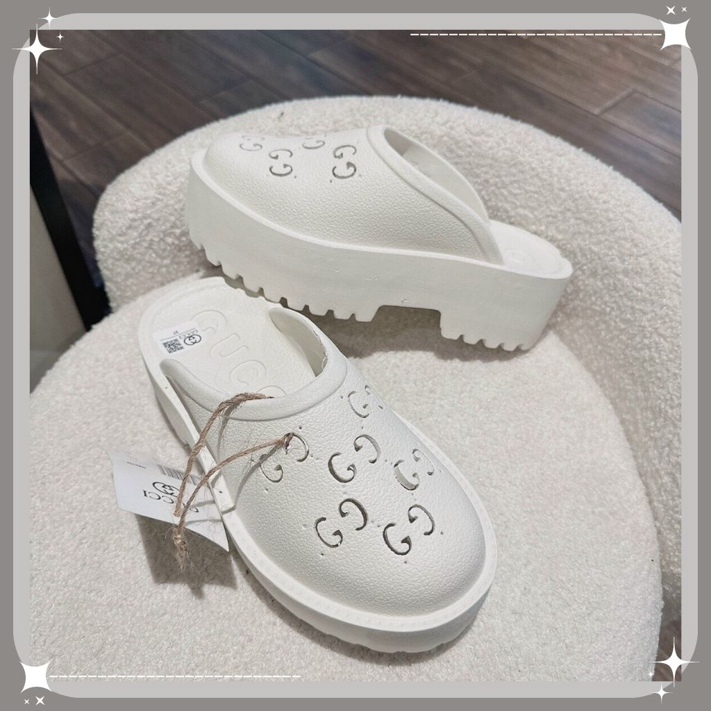 Dép Sục Gucci Nữ, Dép GC Nữ Độn Đế Cao Su Đúc Cao Cấp Đế Cao 5cm Hot Trend 2023 - SNEAKER20