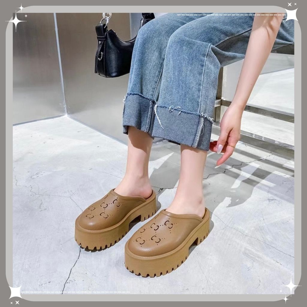 Dép Sục Gucci Nữ, Dép GC Nữ Độn Đế Cao Su Đúc Cao Cấp Đế Cao 5cm Hot Trend 2023 - SNEAKER20