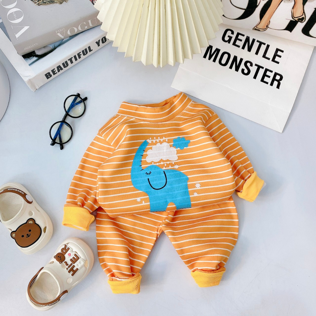 Bộ dài tay bé trai , bộ dài tay bé gái chất nỉ bông in hình kute từ 6kg đến 16kg