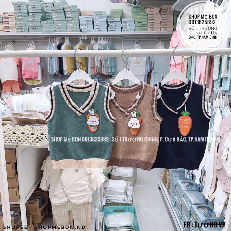 Áo gile len Ualarogo viền cổ cho bé