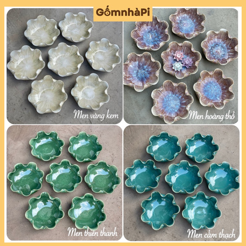 Bát sen để ban thờ - gốm sứ Bát Tràng size 16/20/24cm (màu men hoả biến)