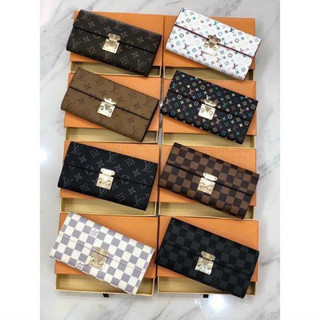 Ví lv cầm tay da thật dày mềm fullbox khoá vuông size 20 12