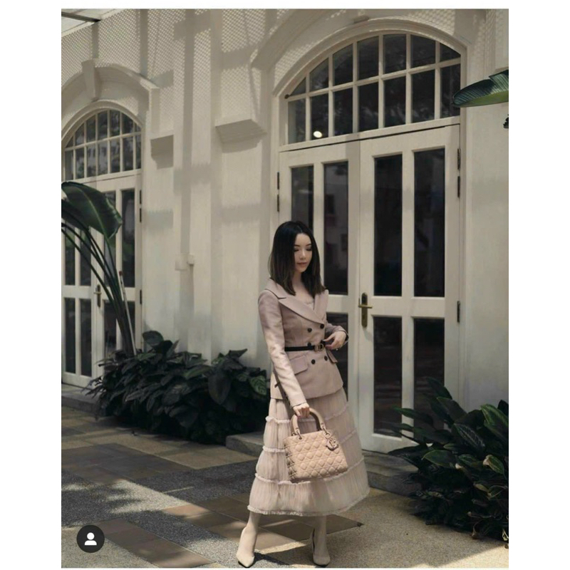 Túi xách nữ D Lady Matte Da thật tag full màu Fullbox nam châm 2 lớp 3 ô 5 ô  size 18 20