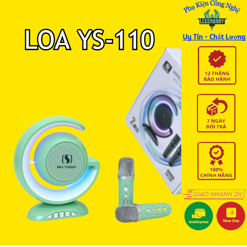 Loa Karaoke Mini, Loa Bluetooth Chữ G YS110 Tặng Kèm 2 Micro Không Dây, Hỗ trợ Bluetooth 5.0, Cổng A