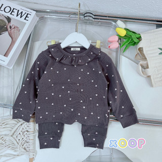 Bộ dài tay XOOP gân tăm bèo in tràn cho bé gái (10-22kg) XD4,Đồ bộ thời trang quần áo trẻ em Shop Phúc Yến