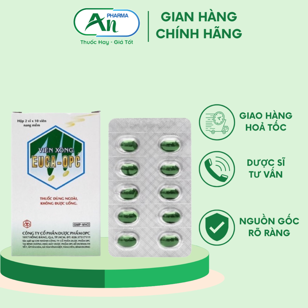 Viên xông cảm Euca OPC sát khuẩn mũi họng- Hộp 20v