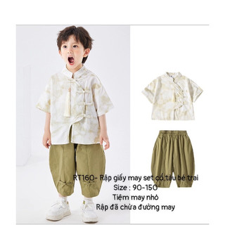 RT160_Rập giấy may bộ cổ tàu bé trai