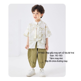 RT160_Rập giấy may bộ cổ tàu bé trai
