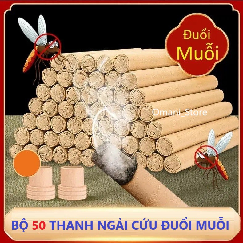 Bộ 50 thanh ngải cứu đuổi muỗi (Tặng 1 đế gỗ) an toàn, hiệu quả