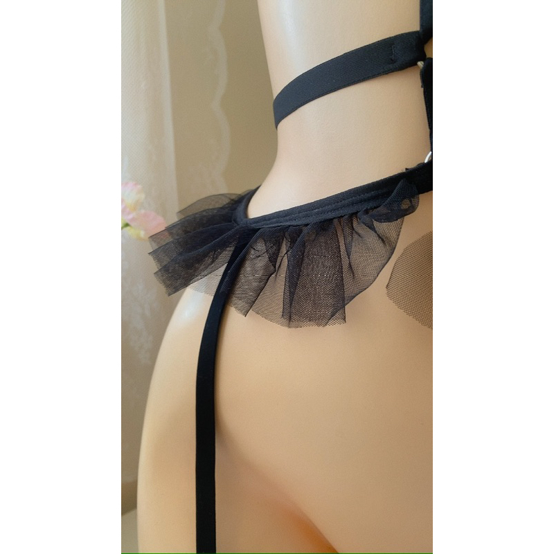 Bộ dây harness sexy phối bèo dễ thương - bk139 -CAMLUU99