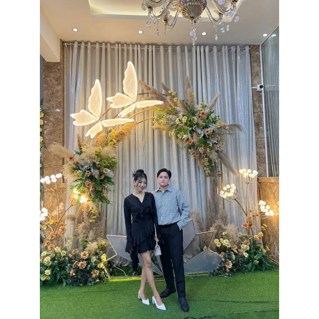 VÁY ĐẦM BODY DÁNG A PHỐI BÈO DÀI TAY LOE TGFASHION