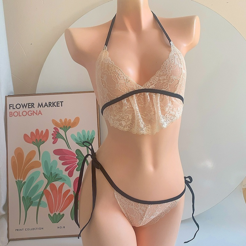 Bộ lót ren cột dây - Set ren xuyên thấu gợi cảm - CAMLUU99