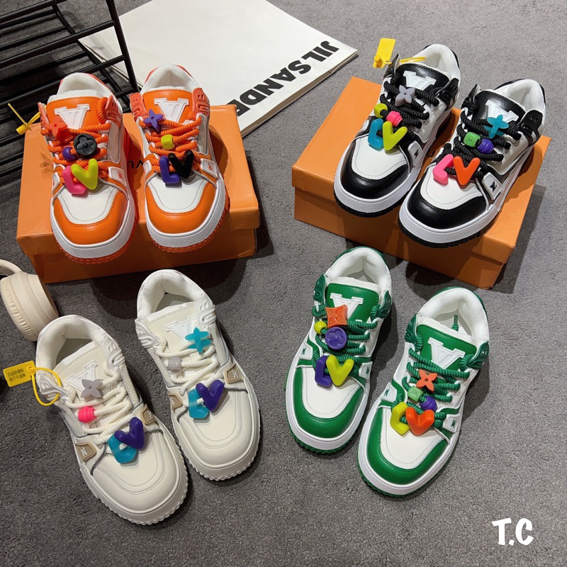 Giày Sneaker L--V Trainer nâng đế charm hot nhất 2023